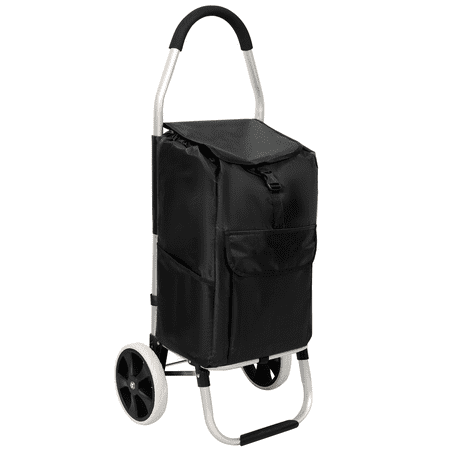 Shopping Trolley with Wheels,Trolley Black Foldable Shopping Cart,Removable Shopping Oxford Waterproof Bag,Black