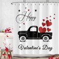 thumbnail image 2 of Happy Valentine‘s Day Shower Curtain Set Romantic Red Love Heart on Black Truck Holiday Shower Curtain Polyester Fabric Waterproof with Hooks 72 x 72 Inch, 2 of 5