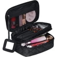 thumbnail image 1 of Makeup Bag Organizer, Portable Travel Toiletry Bag for Women, Large Capacity Double Layers Make up Bag With Brush Compartment and Handle, Black Cosmetic Bags for Women Travel Must Haves, 1 of 5