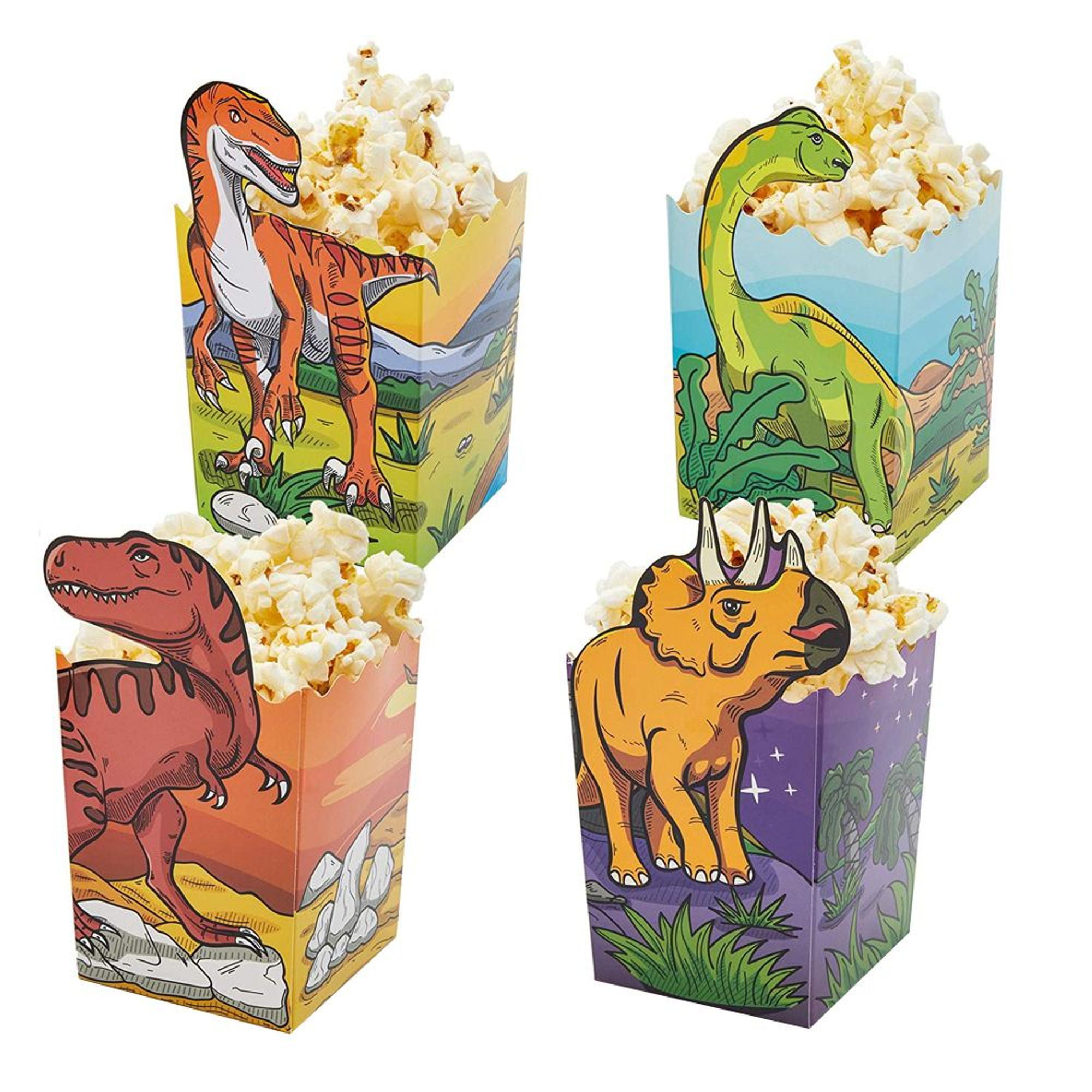 6 pcs Popcorn Boîtes Dinosaure Motifs jetables Party Supplies