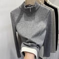 thumbnail image 4 of Half-zip stand collar long-sleeved slim bottoming shirt, 4 of 5