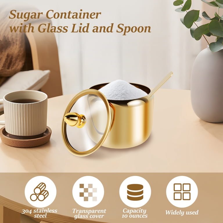 Jetcloudlive Stainless Steel Sugar Container with Glass Lid photo 5