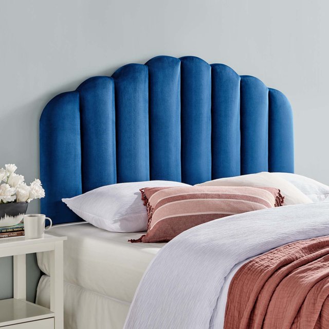 Modway Veronique Tête de Lit Simple en Velours de Performance, Bleu Marine