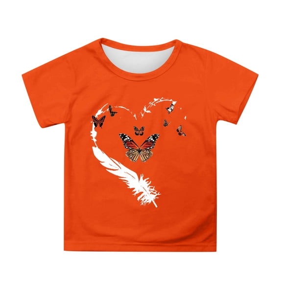 ibiyuan Shirts for Girls Casual Short Sleeve Girls T Shirts Letter Print Baby Girl Tops Round Neck Basic Tees Y2k Girl Summer Clothes,8-9 Years