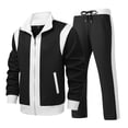 thumbnail image 2 of Fewfanhot Mens Sweatsuits 2 Piece Set 2 Piece Outfits Long Sleeve Full Zip Sports Set Stand Up Collar Jackets and Pants Running Sweatsuit, 2 of 9