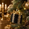 thumbnail image 4 of AOMXGD Black Gold Christmas Hanging Ornaments, Glitter Sequined Ball Wreath Gift‑Box‑Style Pendants for Xmas Tree Indoor Holiday Party Decor Supplies, 4 of 6