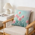 thumbnail image 5 of Tulip Print Faux Fur Throw Pillow Covers - 45cm Double-Sided Short Plush Cushion Cases, Spring Floral Decor for Sofa, Couch & Bedroom, No Insert, 5 of 8