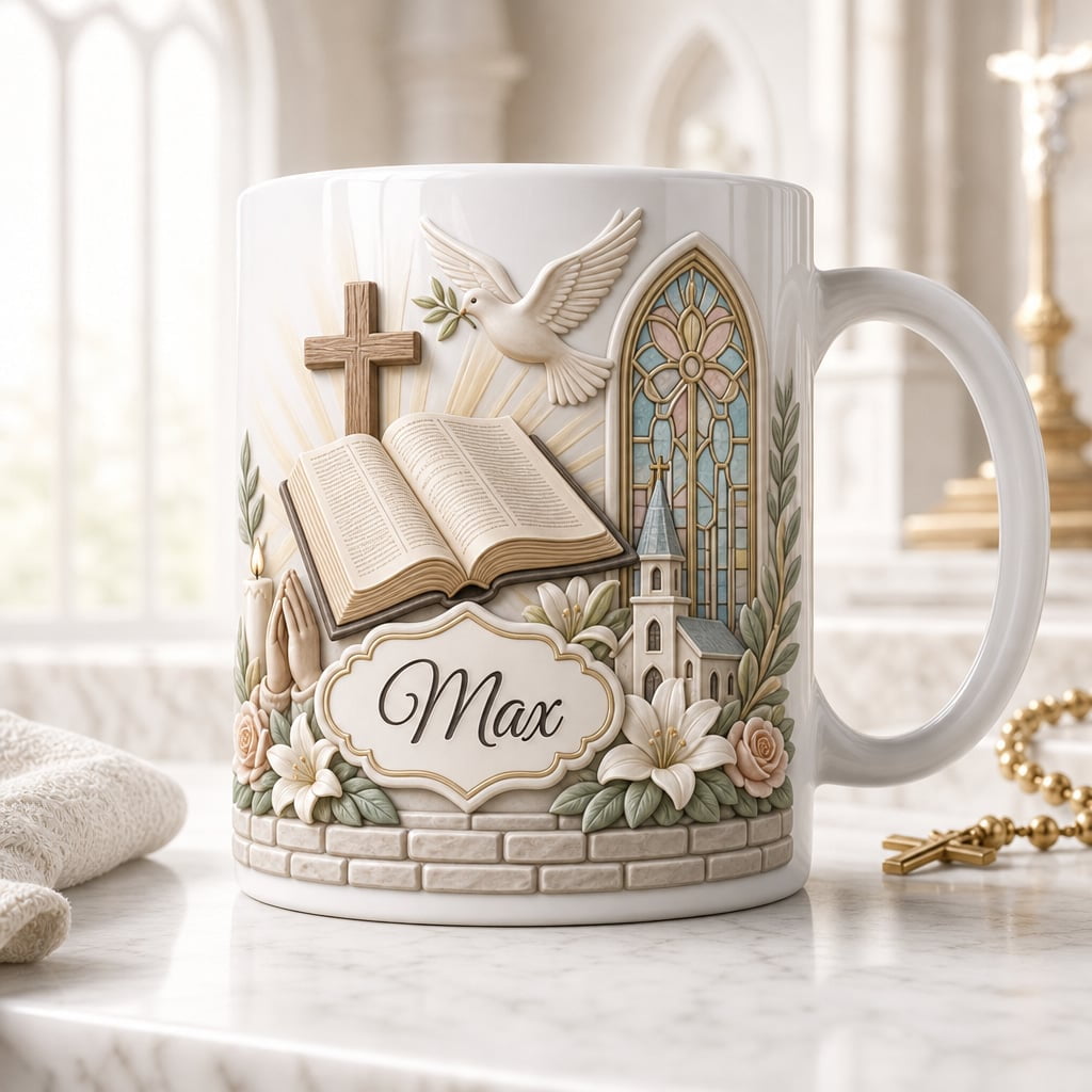 Personalized Christian Ceramic Mug, Custom Faith Coffee Cup, Religious Keepsake