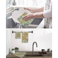 thumbnail image 5 of Teal Green Boho Floral Kitchen Dish Towels for Drying Dishes Set of 2, Vintage Abstract Art Ethnic Flowers Waffle Weave Microfiber Hand Tea Bathroom Towels Quick Dry & Absorbent Towel 15.7x23.6, 5 of 7