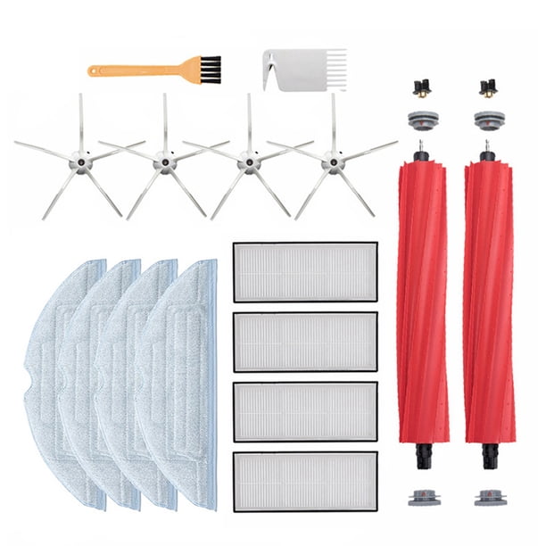 Kit de repuestos compatible para aspiradora Robolock S7 S7 Plus S7 MAXV S7 MAVV Ultra, 4 filtros, 4 cepillos laterales, 4 paños de limpieza, 1 cepillo principal, 1 herramienta de limpieza