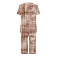 thumbnail image 5 of MuZeFu Women'S Pajama Sets Short Sleeve Shirt and Capri Soft Pajama Sets Women's Round Neck Print Short Sleeve Sleepshirt And Pants Sets Loungewear Pajamas With Pockets, 5 of 6