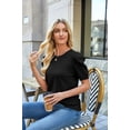 thumbnail image 4 of Wiholl Short Puff Sleeve Sweaters for Women Knit Tops 2026 Trendy Crewneck Striped T Shirts Casual Summer Blouses, 4 of 8