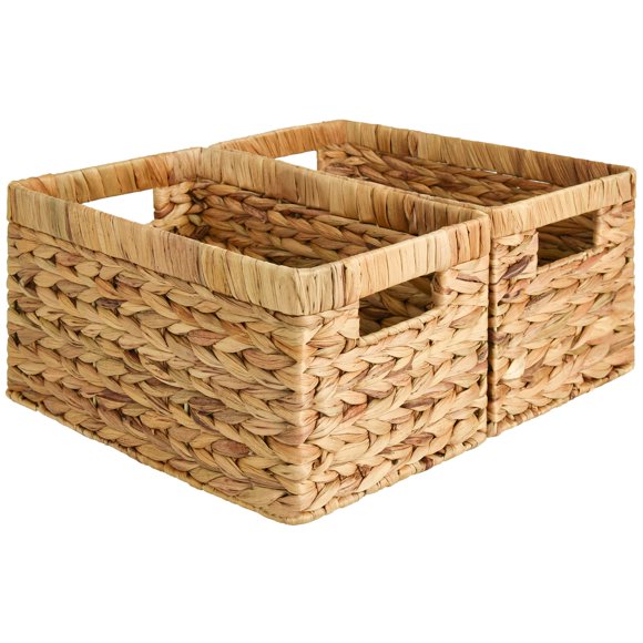 StorageWorks Wicker Basket Storage Organization, Large Woven Baskets for Organizing, Wicker Storage Basket with Handles, Water Hyacinth Storage Baske