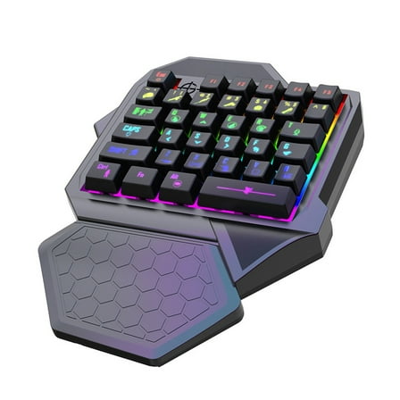 YIEMEEN One Handed Gaming Keyboard LED 35 Keys Portable Mini Gaming Keypad Ergonomic