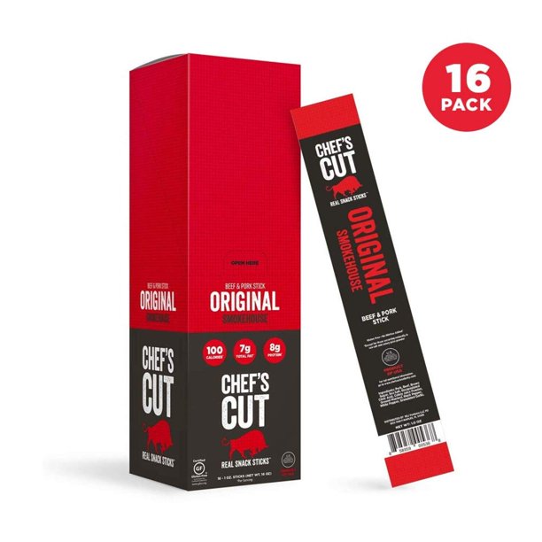 Chefs Cut Real Snack Beef and Pork Original Smokehouse Sticks, 1 Ounce