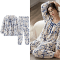 thumbnail image 2 of Pijamas de franela con dibujos animados para Mujer, ropa de dormir elegante, conjuntos de pijama de lana Coral, ropa de casa a la moda para invierno, 2 of 5