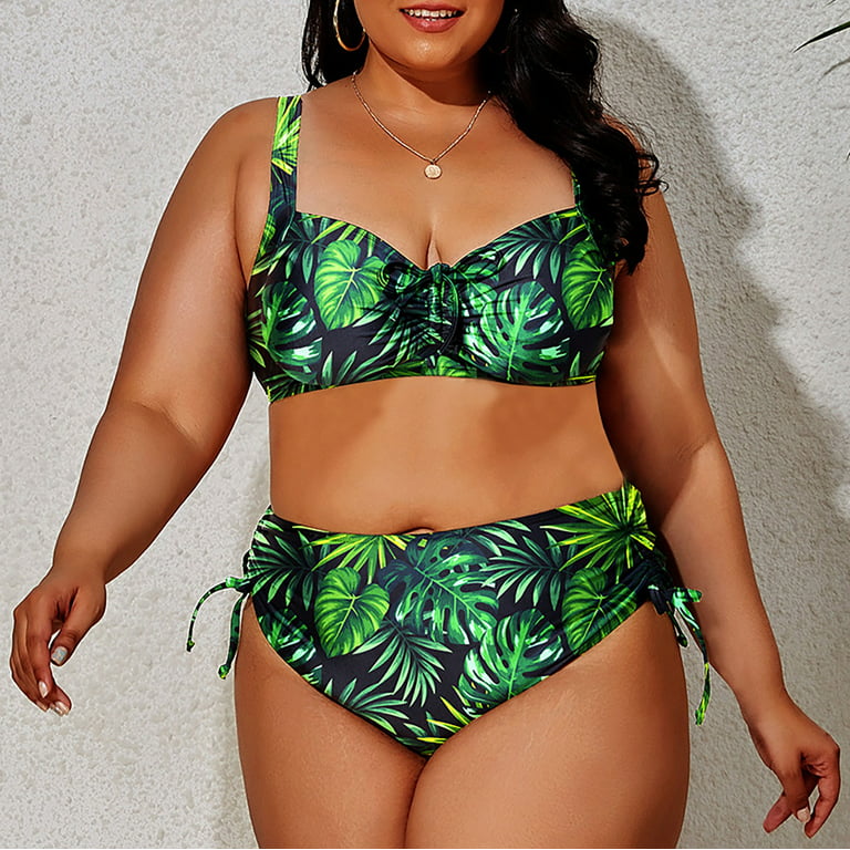 Aayomet Women's Plus Size Two Piece Swimsuit Print Bikini Swim Bra Pad  Underwire plus Size Bikini Tops for Large Bust,J XX-Large