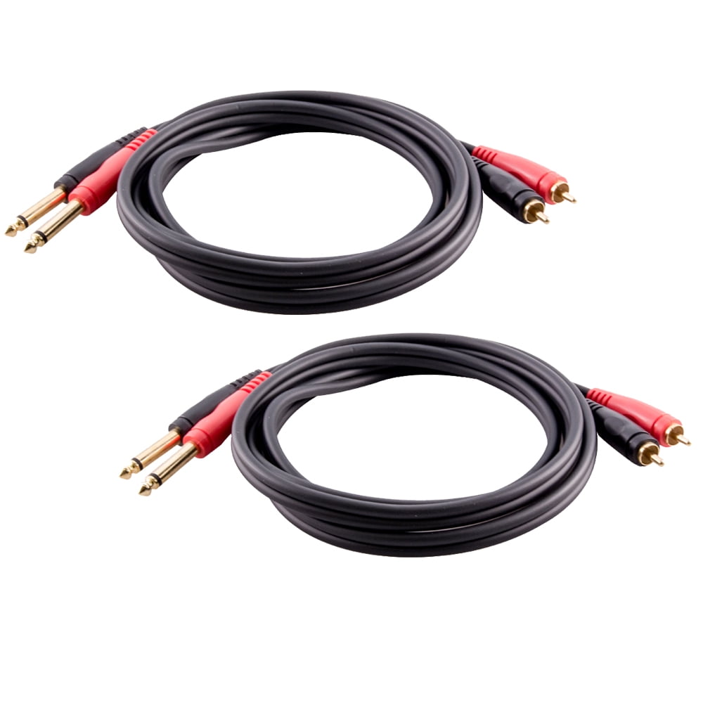 Seismic Audio 1/4 TS to 2-RCA Interconnect Cables SA-LRQRCA6-2Pack 2 Pack of 6 Foot Dual 1/4 Inch TS Male to Dual RCA Male Audio Cables