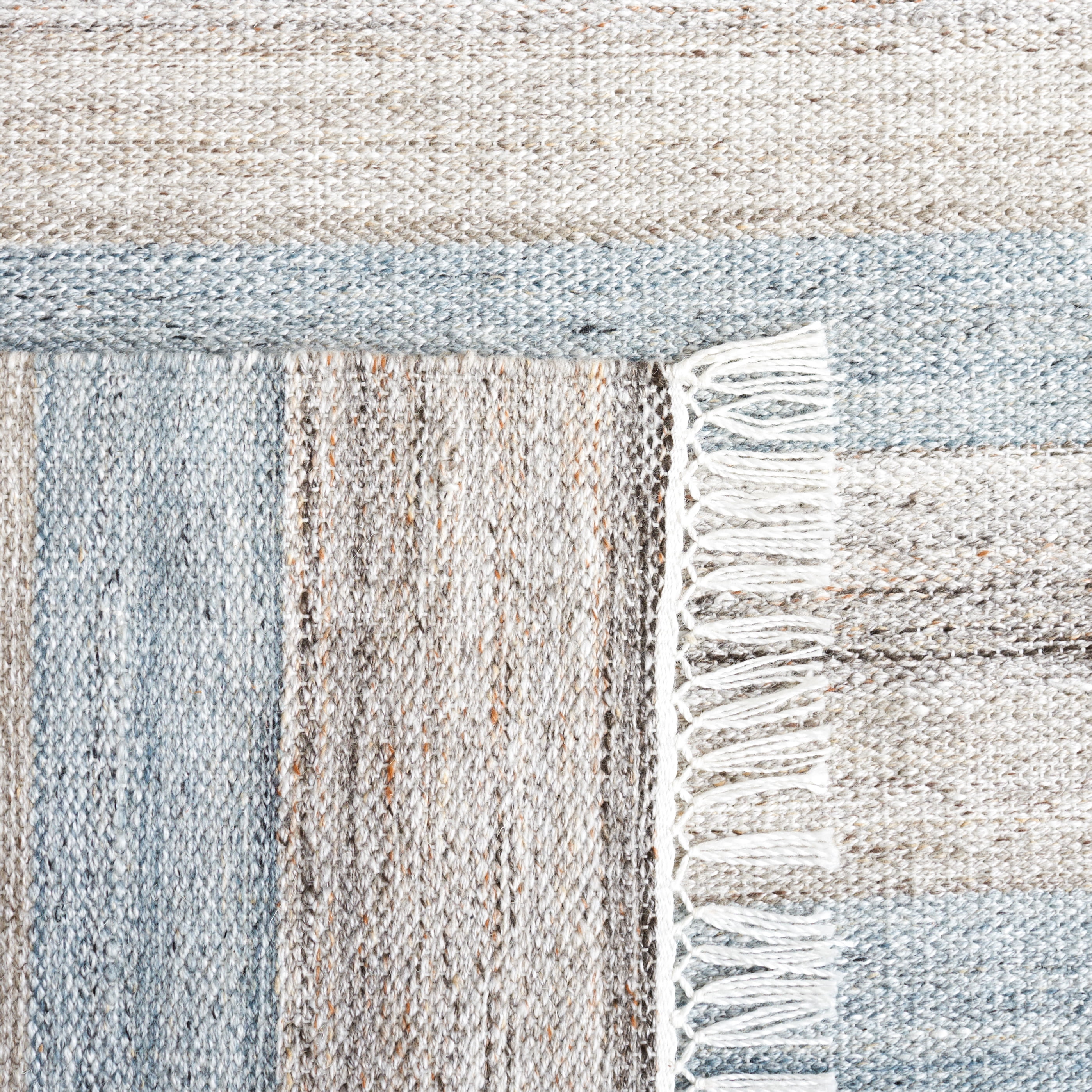 SAFAVIEH Striped Kilim Clyde Striped Polyester Area Rug, Grey/Beige, 5' x 8'