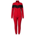 thumbnail image 6 of Women's 2 Piece Tracksuit Set Color Blocked Zip Up Stand Collar Long Sleeve Jacket Elastic Waist Jogger Pants for Sports Workout Daily Wear Red XXL, 6 of 7