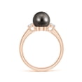 thumbnail image 2 of ANGARA Tahitian Cultured Pearl Three Stone Ring with Diamonds in 14K Rose Gold for Women | June Birthstone, Birthday, Anniversary, Jewelry Gift for Women | Pearl Ring, 2 of 9