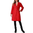 thumbnail image 2 of INSPIRE CHIC Women's Notched Lapel Single Breasted Outwear Work Long Winter Coat XS Red, 2 of 6