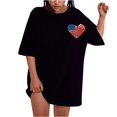 thumbnail image 4 of Camiseta de Cuello Redondo Impresa Delantera Y Trasera Del Día de la Independencia de las Mujeres, Tops Cortos Casuales para las Mujeres, 4 of 5