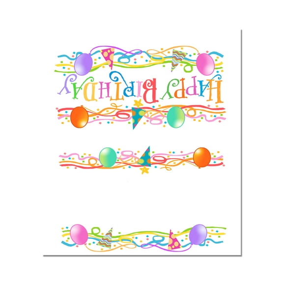 Happy Birthday Party Borders Table Tent Place Cards - 25 Birthday Party Borders