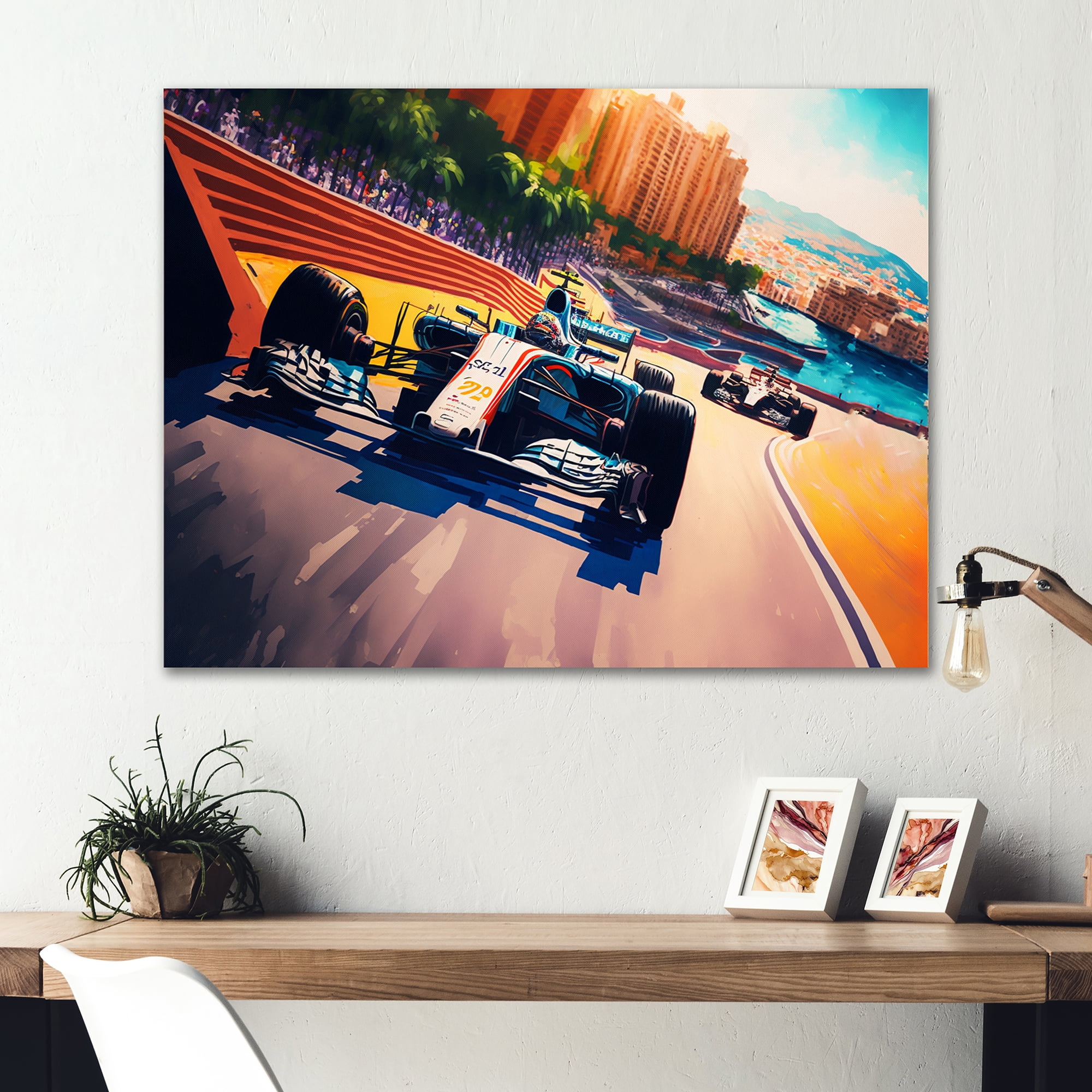Designart Racing car in Monaco GP VIII Canvas Wall Art
