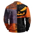 thumbnail image 5 of GrmtClth Men's Novelty Halloween Long Sleeve Shirts Color Block Patchwork Spooky Element Design Quarter Snap Stand Collar Soft Fabric Athletic Casual Tops Brown 2XL, 5 of 6