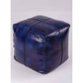 thumbnail image 2 of Solid Eco-Friendly Handmade Square Pouf 16"x16"x16" Vintage Blue Color BBBACPF37, 2 of 7