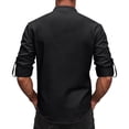 thumbnail image 4 of Rexolia Mens Linen V Neck Lace Up Shirt Retro Long Sleeve Tie Cuff Vintage Casual Boho Top Black 3XL, 4 of 7