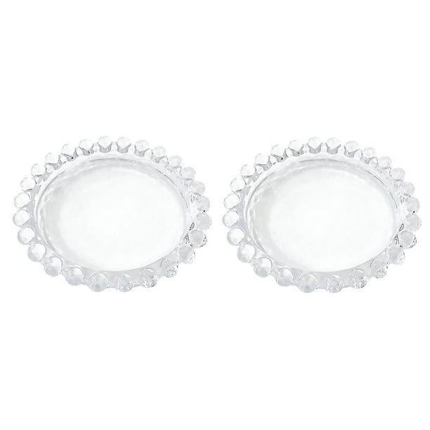 2 bandejas redondas de vidrio para velas, elegantes candelabros con base para velas perfumadas