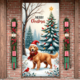 thumbnail image 4 of Decorative Design Christmas Banner with Red Car and Golden Retrievers for Holiday Celebration Winter Festive Event, 4 of 9