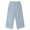 thumbnail image 6 of MKOSPLRT Linen Wide Leg Pants for Girl Elastic Waist Baggy Harem Pants Solid Color Lounge Copped Pants Lightweight Vacation Pants with Pocket, 6 of 9