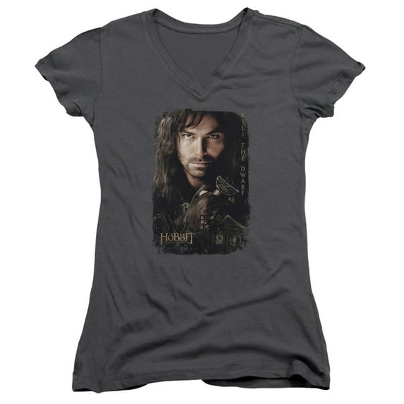 The Hobbit Kili Poster Junior Women's V-Neck T-Shirt Charcoal