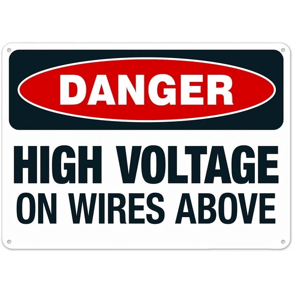 Warning Danger High Voltage Overhead Wires Alert Sign - 8"x12" Metal Safety Sign, Construction Sites Electrical Zones Use