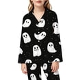 thumbnail image 5 of Afdoent Girls Pajamas Set Halloween Ghost Print Sleepwear Soft Long Sleeve Button-Down Sleepwear Nightwear 2Pcs Pajama Sets Loungewear Comfortable For Kids Holiday 13-14 Years, 5 of 5