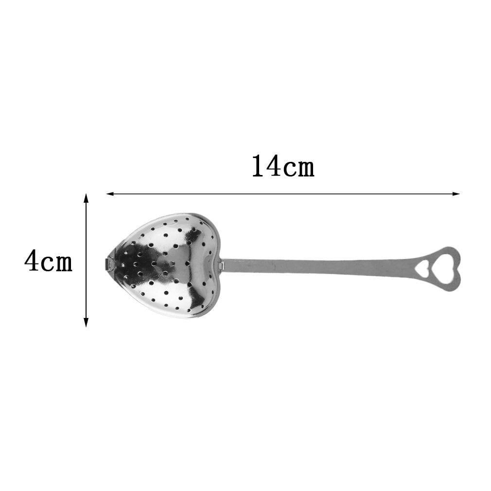 silver ASFD 1pc Heart Shape Stainless Steel Silver Tea Leaf Herbal Filter Infuser Spoon Strainer Kitchen Tool 