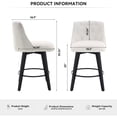 thumbnail image 6 of 25" Swivel Bar Stools Of 2 - Modern Solid Wood Frame With Linen Upholstery & Button Back. Quiet 360° Swivel, Adjustable Leveling Feet. Comfortable For Kitchen Island, Breakfast Bar. White Counter, 6 of 7