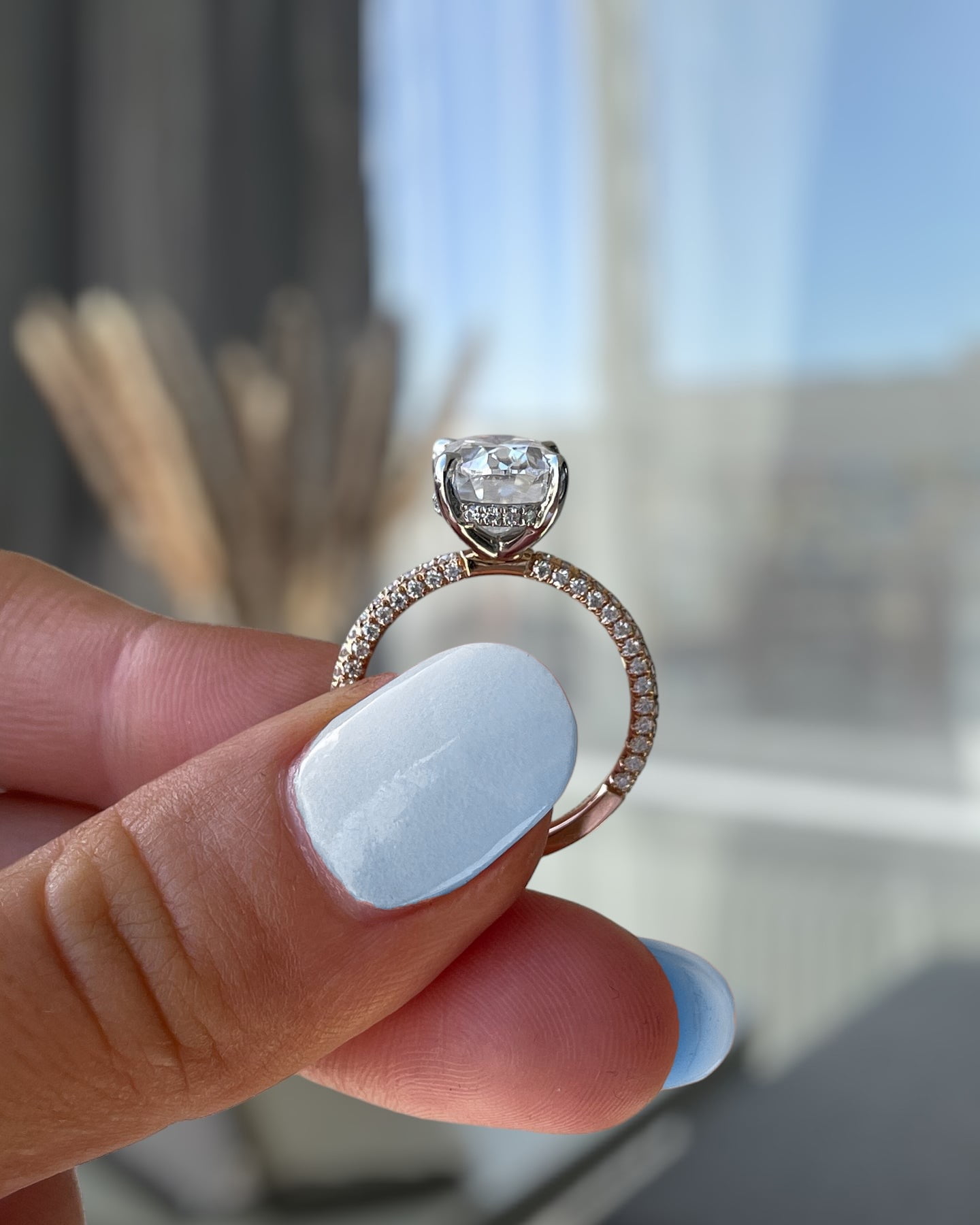 ESTE ORIGIN 4.85CT Oval Lab-Grown Diamond Solitaire Engagement Ring in 14K White Gold for Women US 5