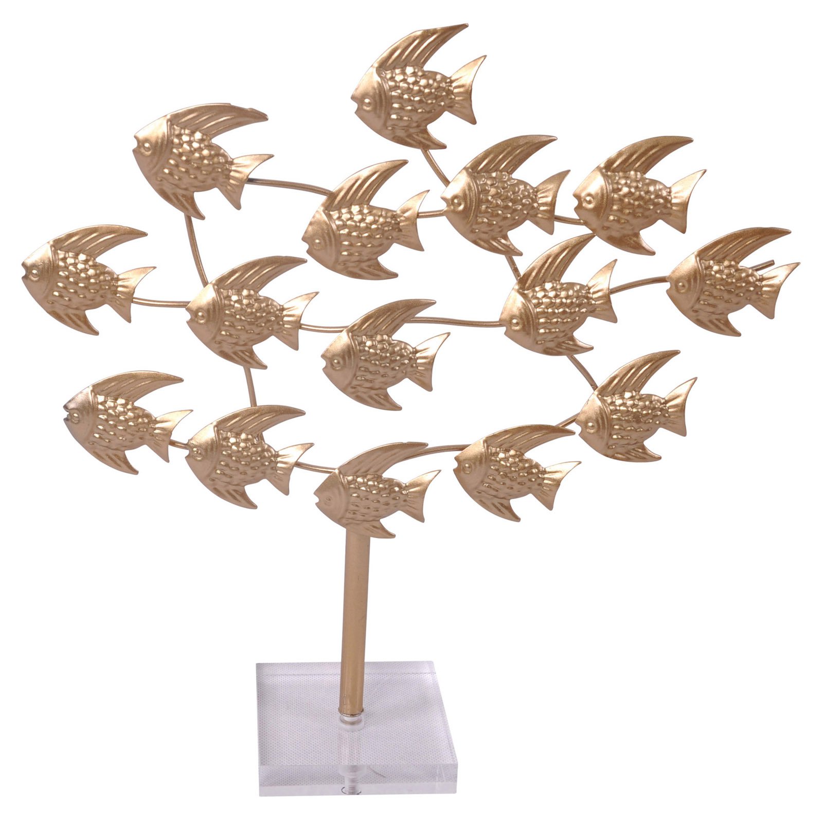 Sagebrook Home Gold Metal School Of Fish On Stand