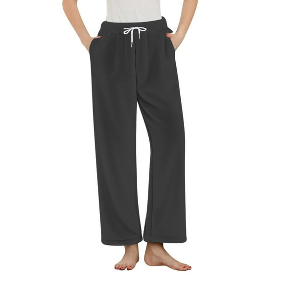 Tnhcen Women's Flannel Pajama Pants Fleece-Lined Winter Sleepwear Drawstring Waist 100% Polyester Loose Fit Thermal Pants S-2XL Cozy Loungewear
