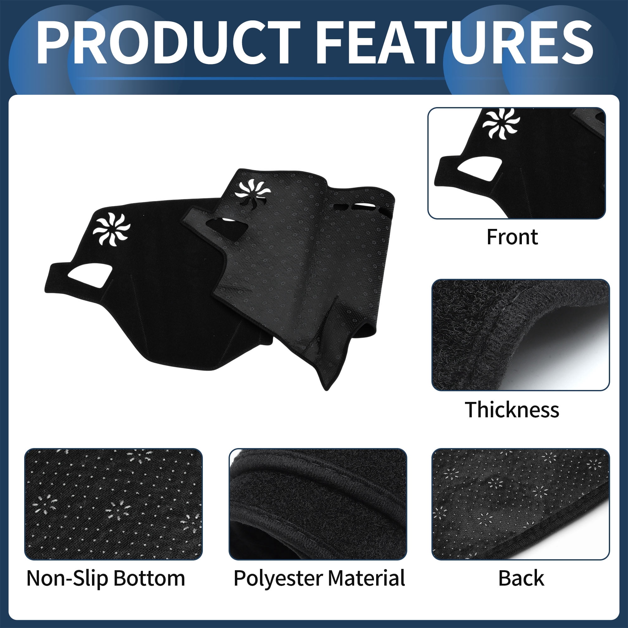 Dashboard Cover Dash Cover Mat Carpet for Subaru Outback 2015-2019 for Subaru Legacy 2015-2019 Polyester Black