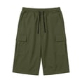 thumbnail image 6 of Glisme Trousers For Men Solid Color Elastic Waist With Pockets Summer Comfortable Men Cargo Pants Size M Army Green, 6 of 8