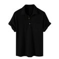 thumbnail image 2 of pstuiky camisetas para hombre, Blusa informal de manga corta con cuello vuelto y color liso para hombre camisas casuales para hombre l, 2 of 4