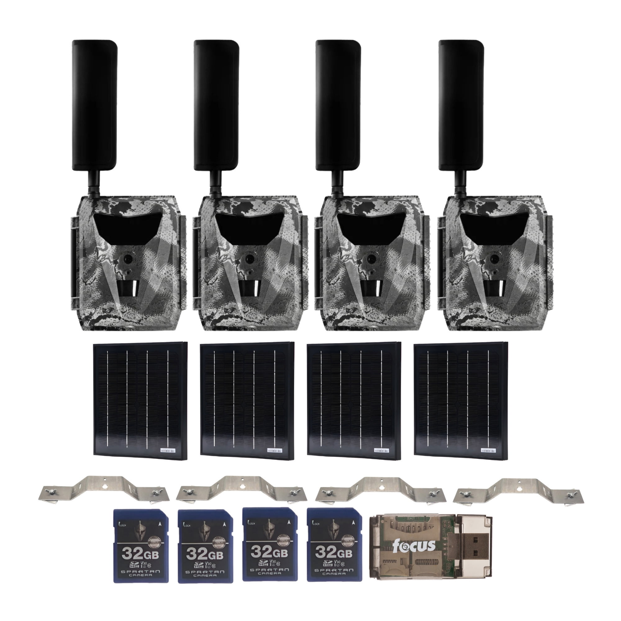 Spartan GoLive 4G/LTE Trail Camera (Spartan Areus) Bundle with Solar Panel Bracket Mount and Accessories (17 Items)