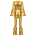 thumbnail image 4 of Haitryli Womens Shiny Metallic Flared Jumpsuit 70s Hippie Outfits Disco Party Festival Rave Romper Gold XL, 4 of 7