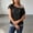Gray, variant on Women's Elegant Fake Two Knitted Short Sleeve Blouse – Casual Summer Mesh Overlay Top Streetwear & Everyday Wear White Flower,L