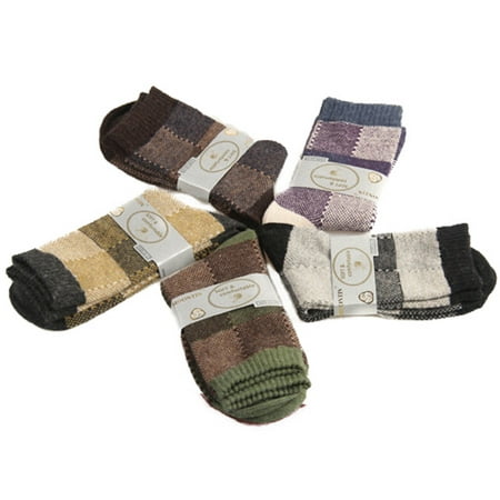 - Lian Style Women's 5 Pairs Angora Wool Crew Wool Socks Casual Big Square Size 6-10